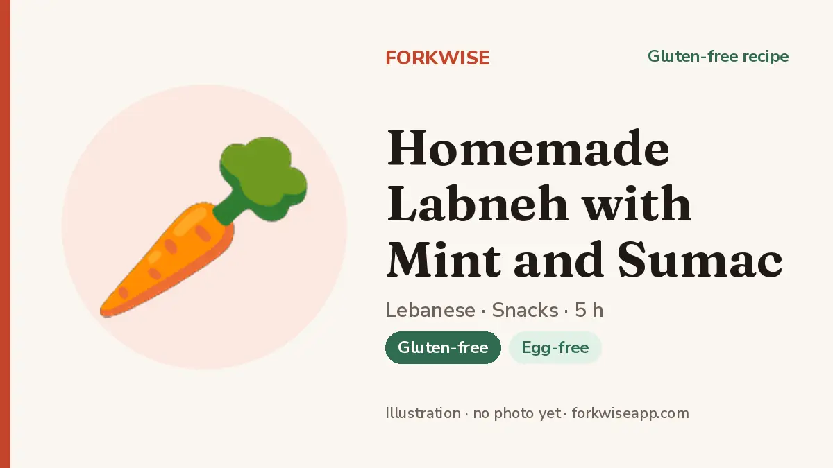 Homemade Labneh with Mint and Sumac – Forkwise recipe card (illustration, no photo yet)