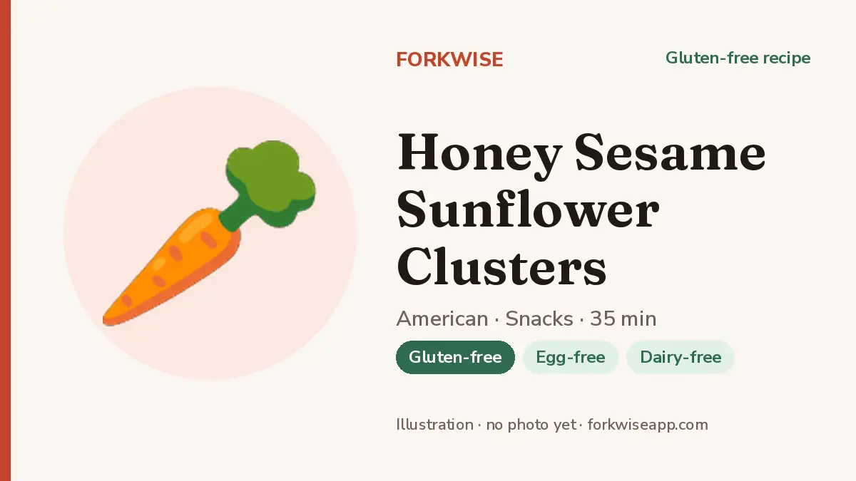 Honey Sesame Sunflower Clusters – Forkwise recipe card (illustration, no photo yet)