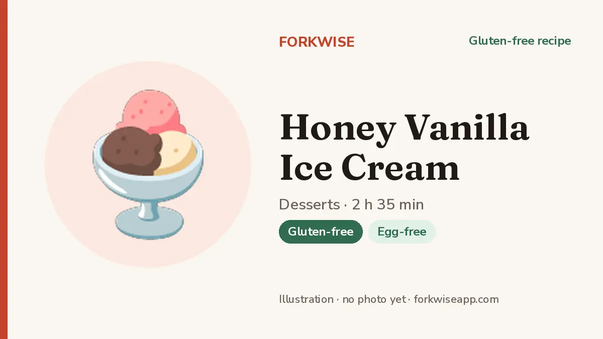 Honey Vanilla Ice Cream – Forkwise recipe card (illustration, no photo yet)