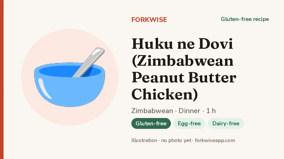 Huku ne Dovi (Zimbabwean Peanut Butter Chicken) – Forkwise recipe card (illustration, no photo yet)