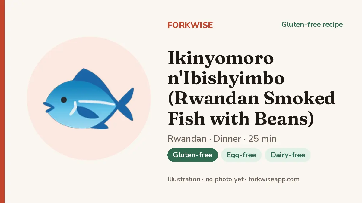 Ikinyomoro n'Ibishyimbo (Rwandan Smoked Fish with Beans) – Forkwise recipe card (illustration, no photo yet)