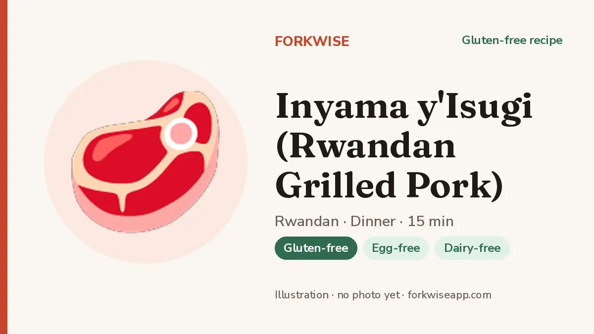 Inyama y'Isugi (Rwandan Grilled Pork) – Forkwise recipe card (illustration, no photo yet)