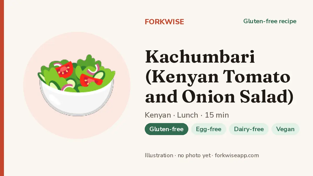 Kachumbari (Kenyan Tomato and Onion Salad) – Forkwise recipe card (illustration, no photo yet)