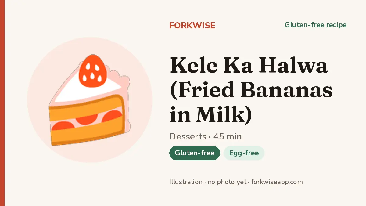 Kele Ka Halwa (Fried Bananas in Milk) – Forkwise recipe card (illustration, no photo yet)