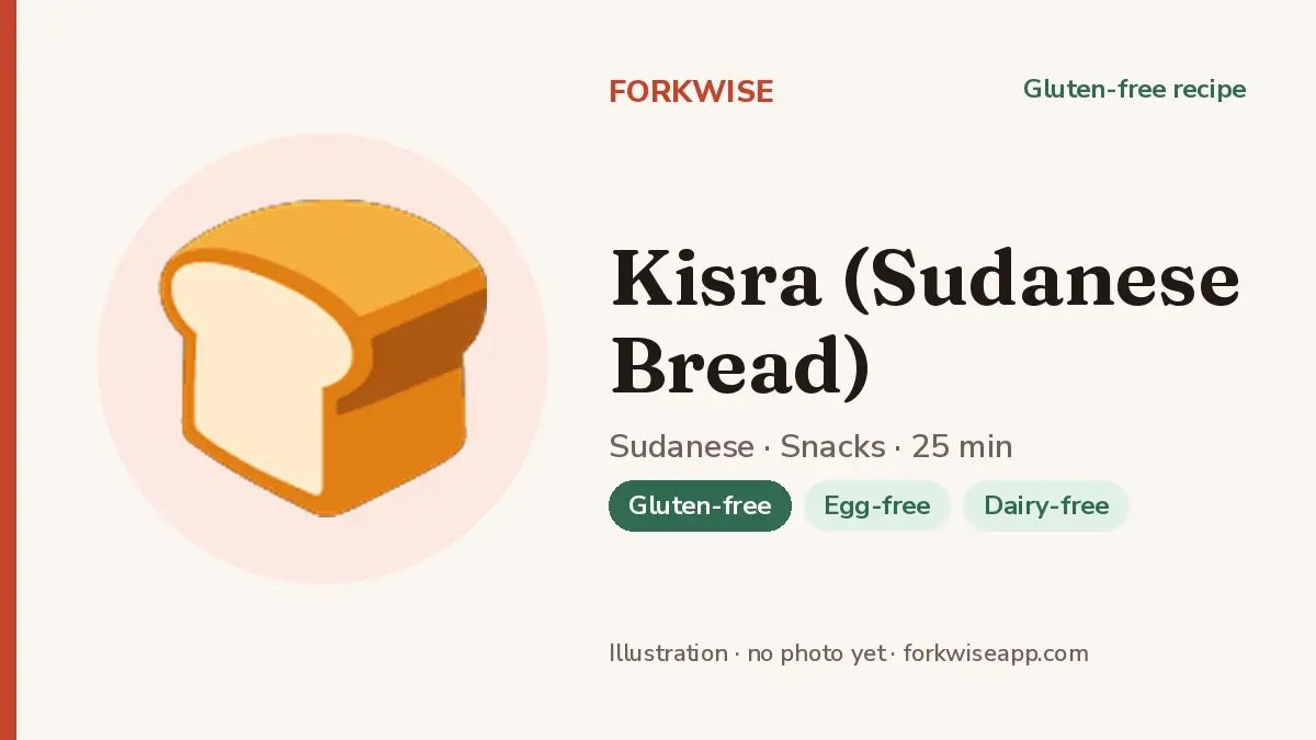 Kisra (Sudanese Bread) – Forkwise recipe card (illustration, no photo yet)