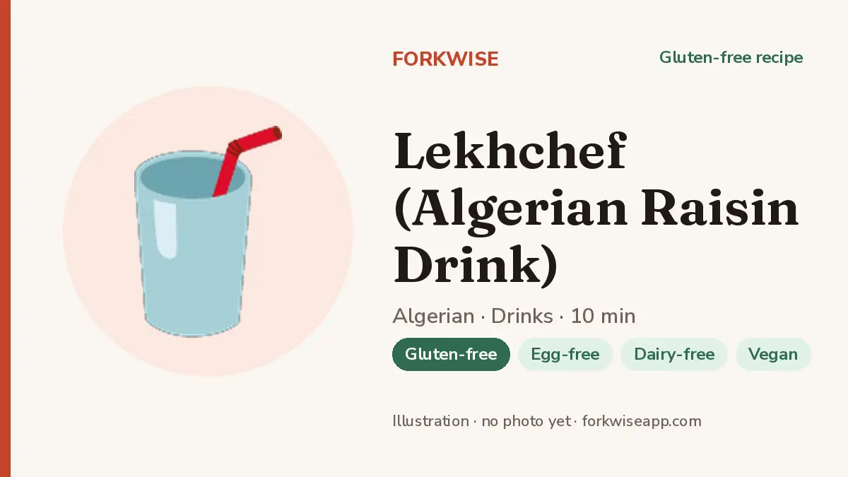 Lekhchef (Algerian Raisin Drink) – Forkwise recipe card (illustration, no photo yet)