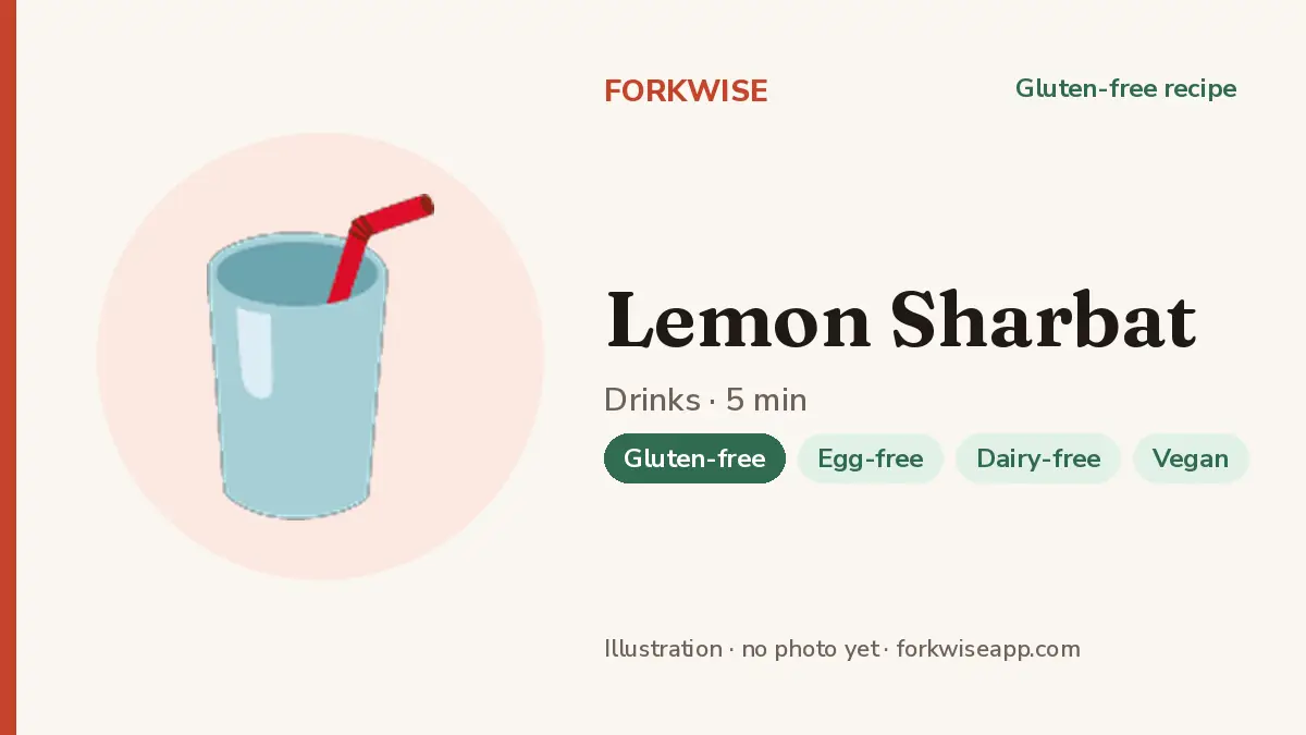 Lemon Sharbat – Forkwise recipe card (illustration, no photo yet)
