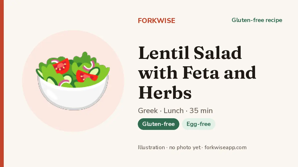 Lentil Salad with Feta and Herbs – Forkwise recipe card (illustration, no photo yet)