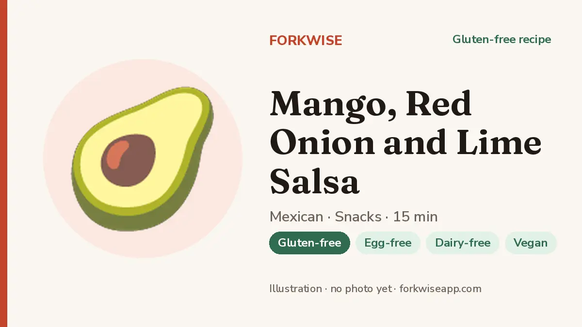 Mango, Red Onion and Lime Salsa – Forkwise recipe card (illustration, no photo yet)