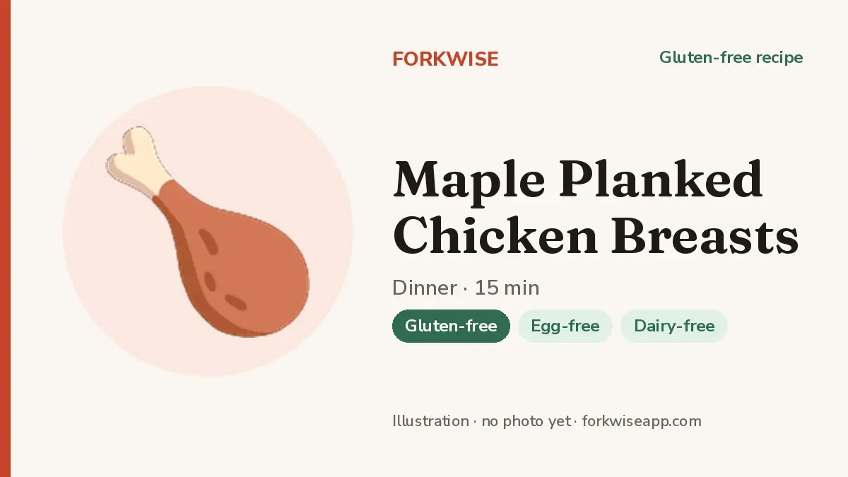 Maple Planked Chicken Breasts – Forkwise recipe card (illustration, no photo yet)