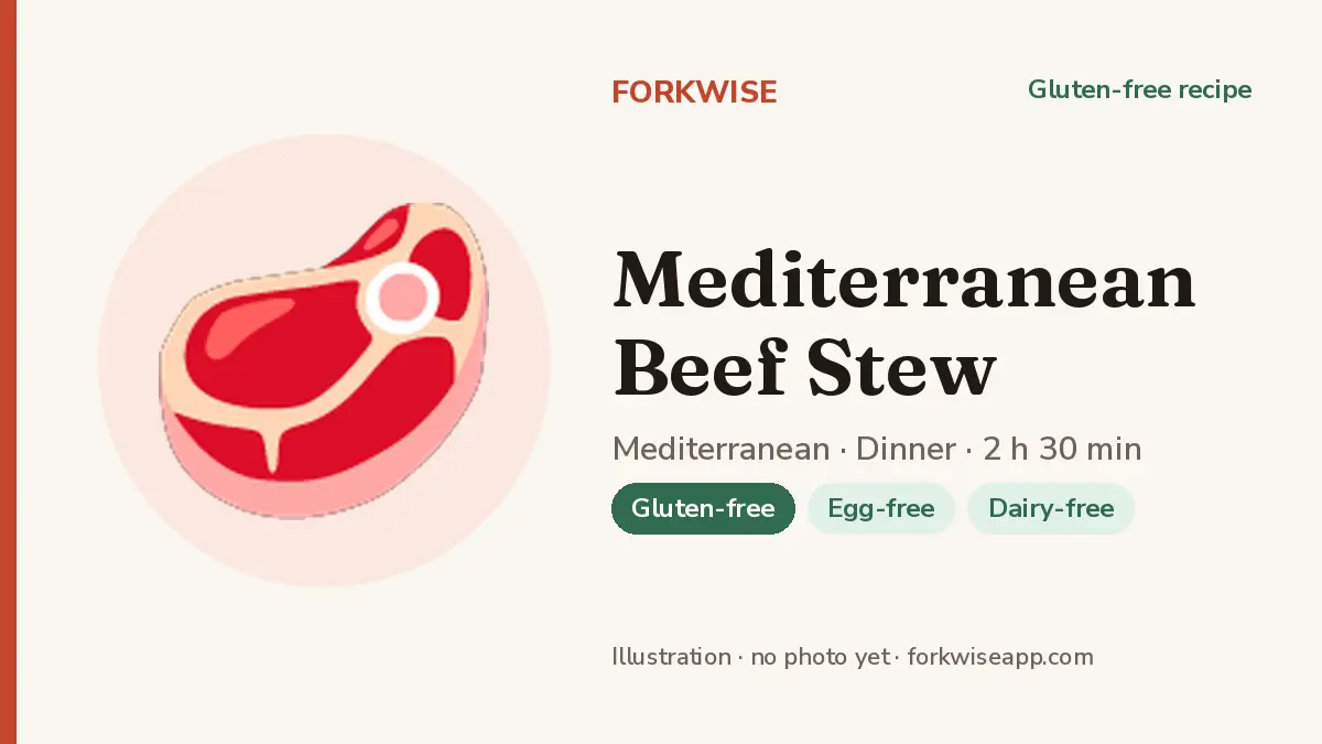 Mediterranean Beef Stew – Forkwise recipe card (illustration, no photo yet)