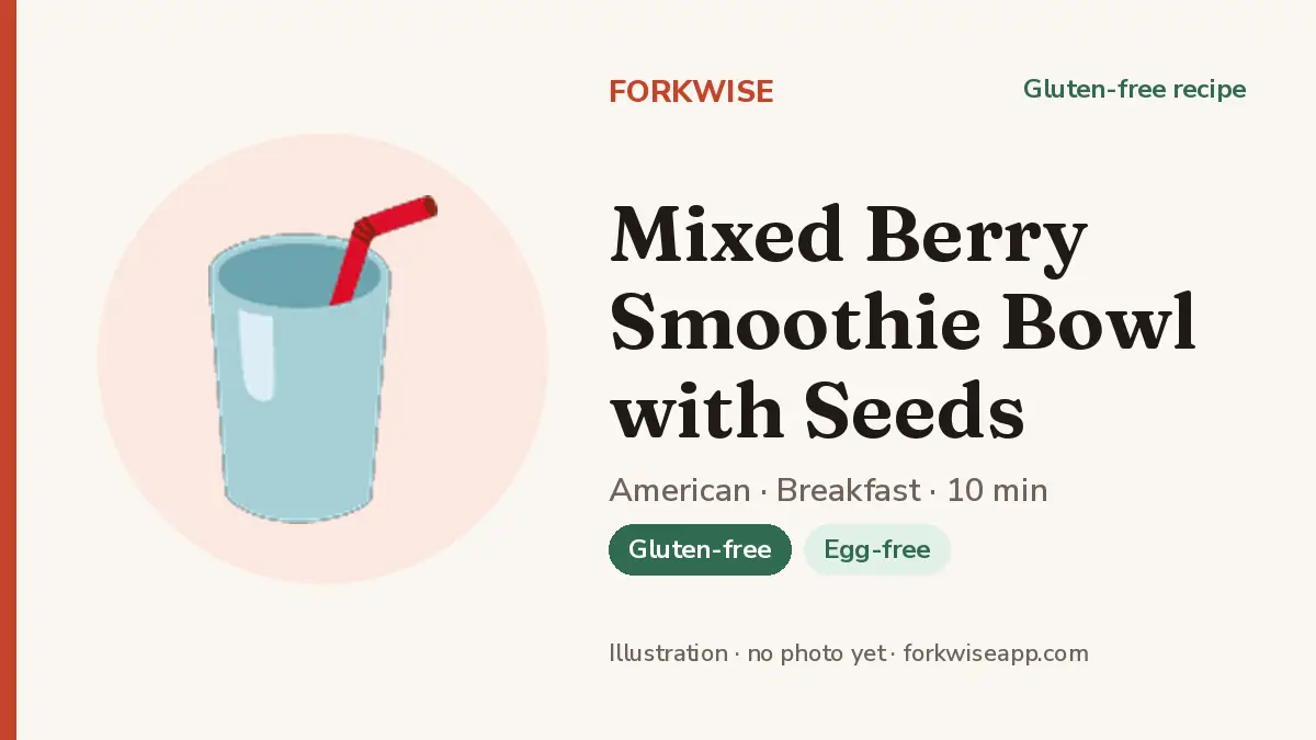 Mixed Berry Smoothie Bowl with Seeds – Forkwise recipe card (illustration, no photo yet)