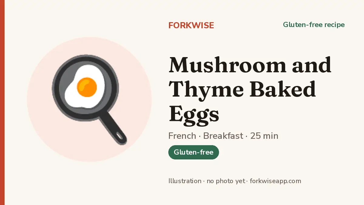 Mushroom and Thyme Baked Eggs – Forkwise recipe card (illustration, no photo yet)