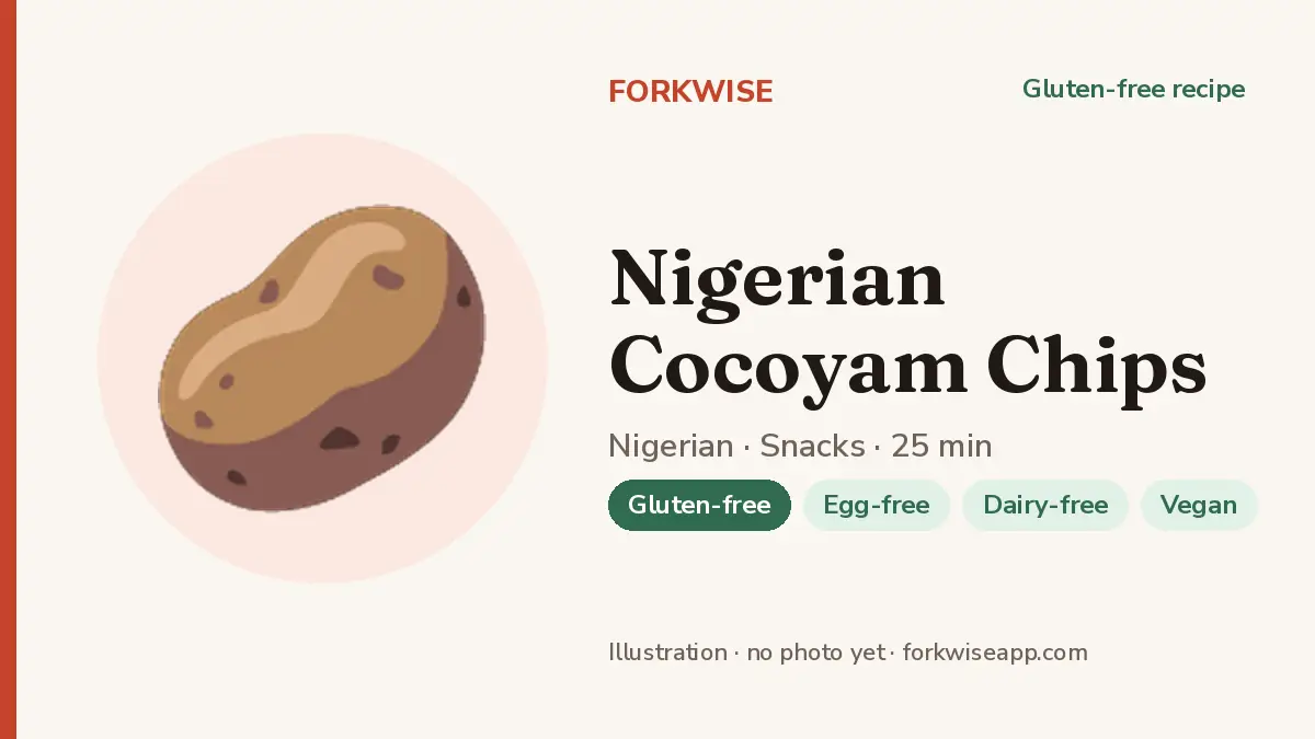 Nigerian Cocoyam Chips – Forkwise recipe card (illustration, no photo yet)