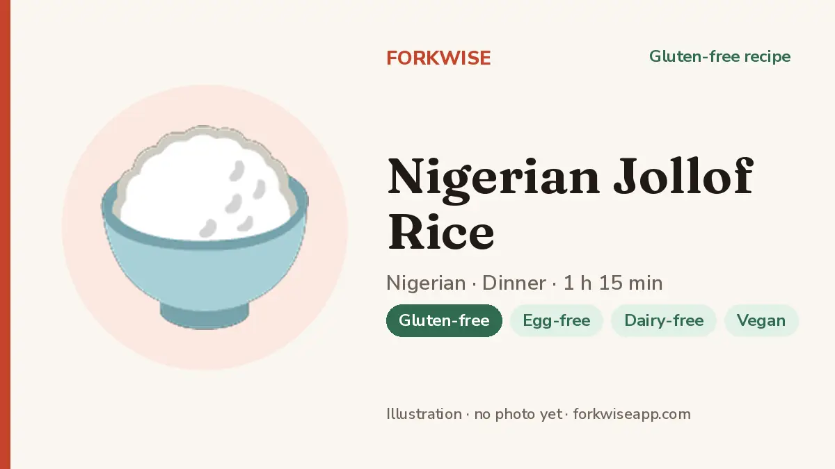 Nigerian Jollof Rice – Forkwise recipe card (illustration, no photo yet)