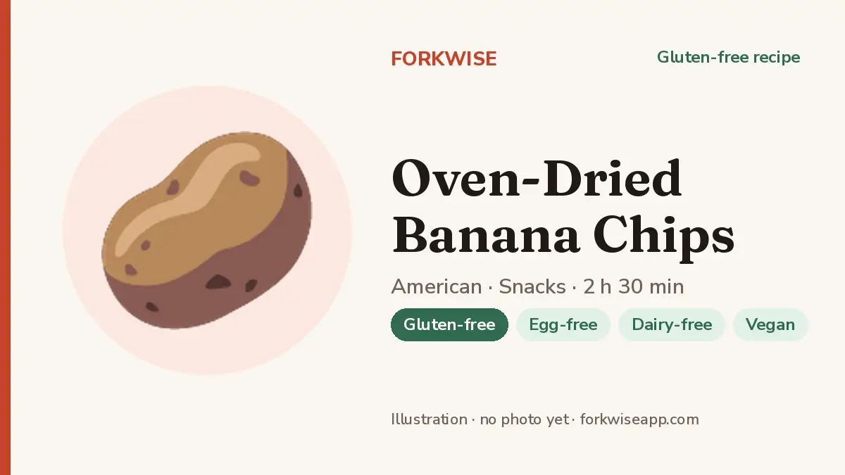Oven-Dried Banana Chips – Forkwise recipe card (illustration, no photo yet)