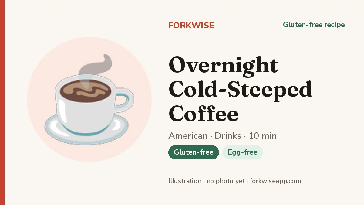 Overnight Cold-Steeped Coffee – Forkwise recipe card (illustration, no photo yet)