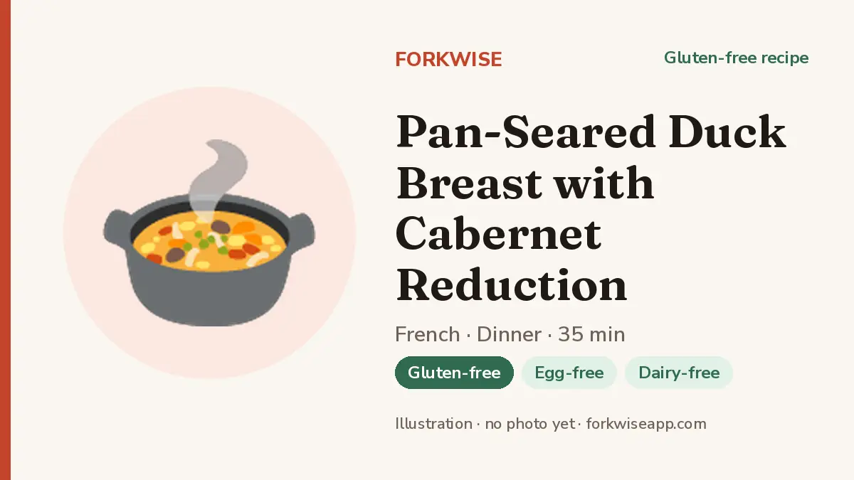 Pan-Seared Duck Breast with Cabernet Reduction – Forkwise recipe card (illustration, no photo yet)