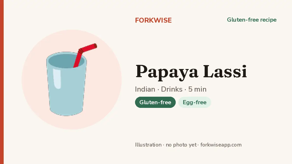 Papaya Lassi – Forkwise recipe card (illustration, no photo yet)