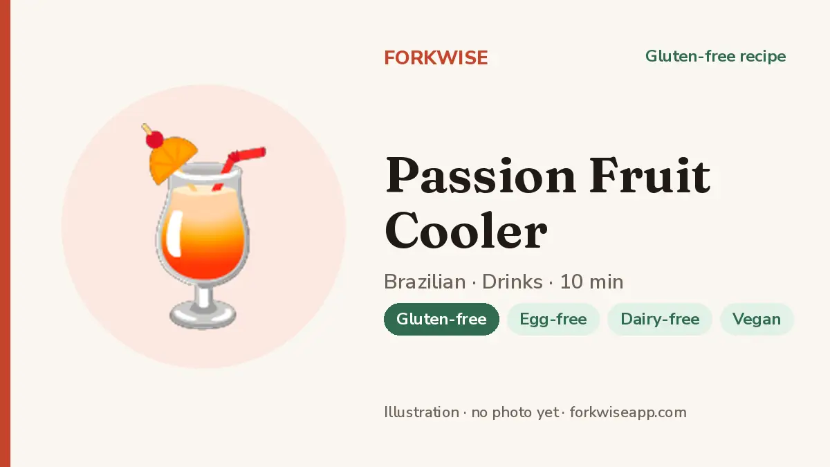 Passion Fruit Cooler – Forkwise recipe card (illustration, no photo yet)