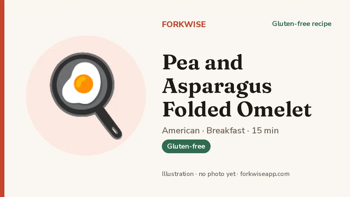 Pea and Asparagus Folded Omelet – Forkwise recipe card (illustration, no photo yet)