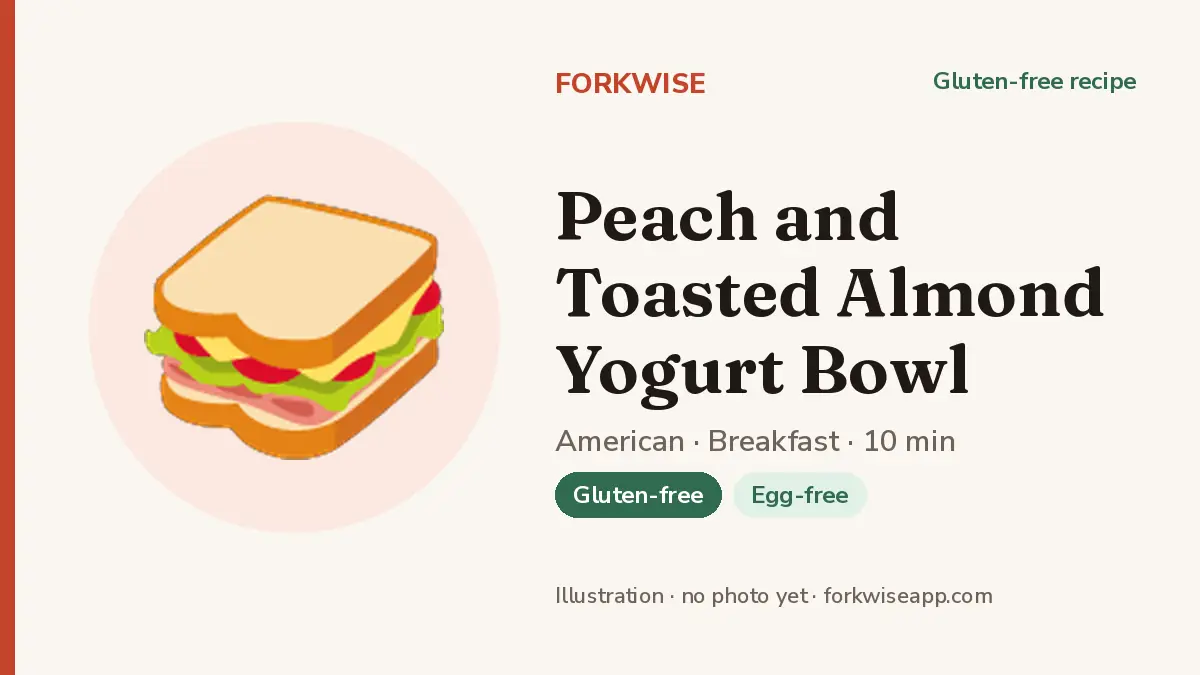 Peach and Toasted Almond Yogurt Bowl – Forkwise recipe card (illustration, no photo yet)