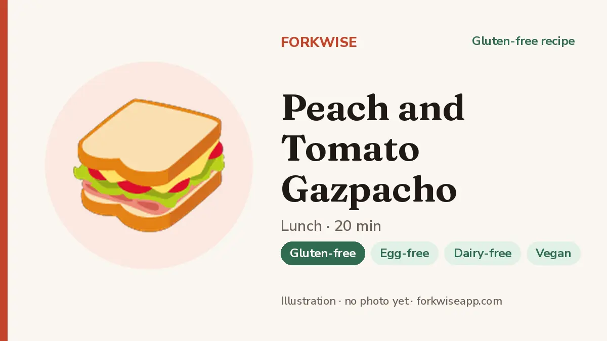 Peach and Tomato Gazpacho – Forkwise recipe card (illustration, no photo yet)