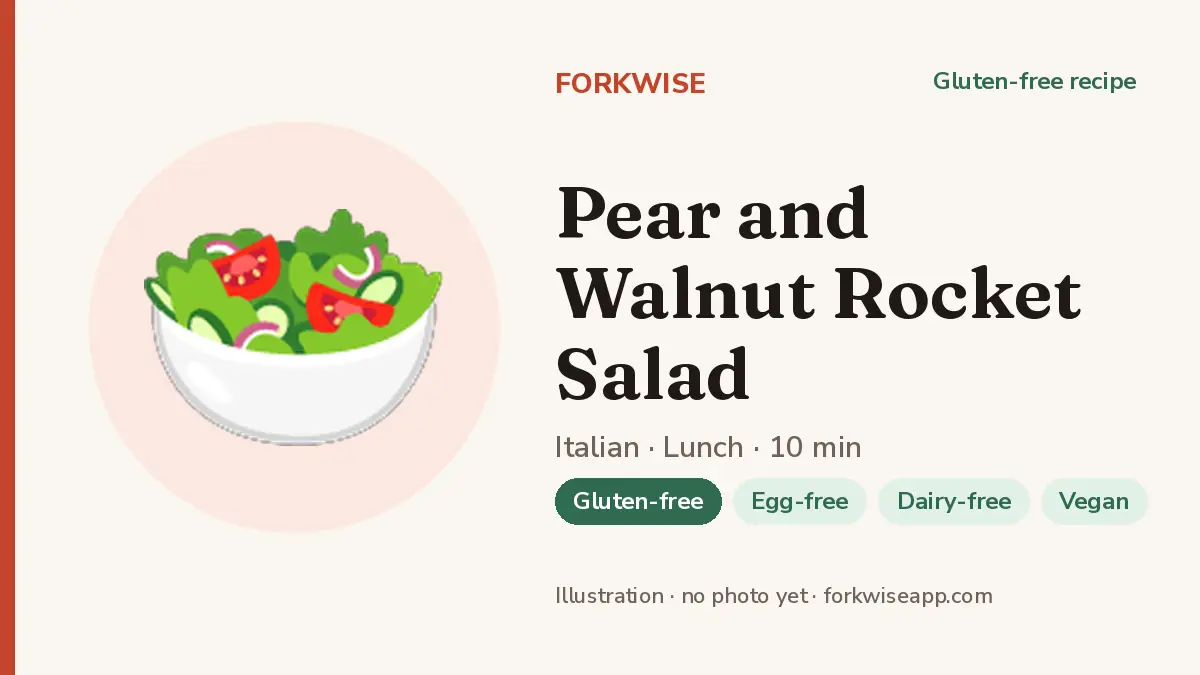 Pear and Walnut Rocket Salad – Forkwise recipe card (illustration, no photo yet)