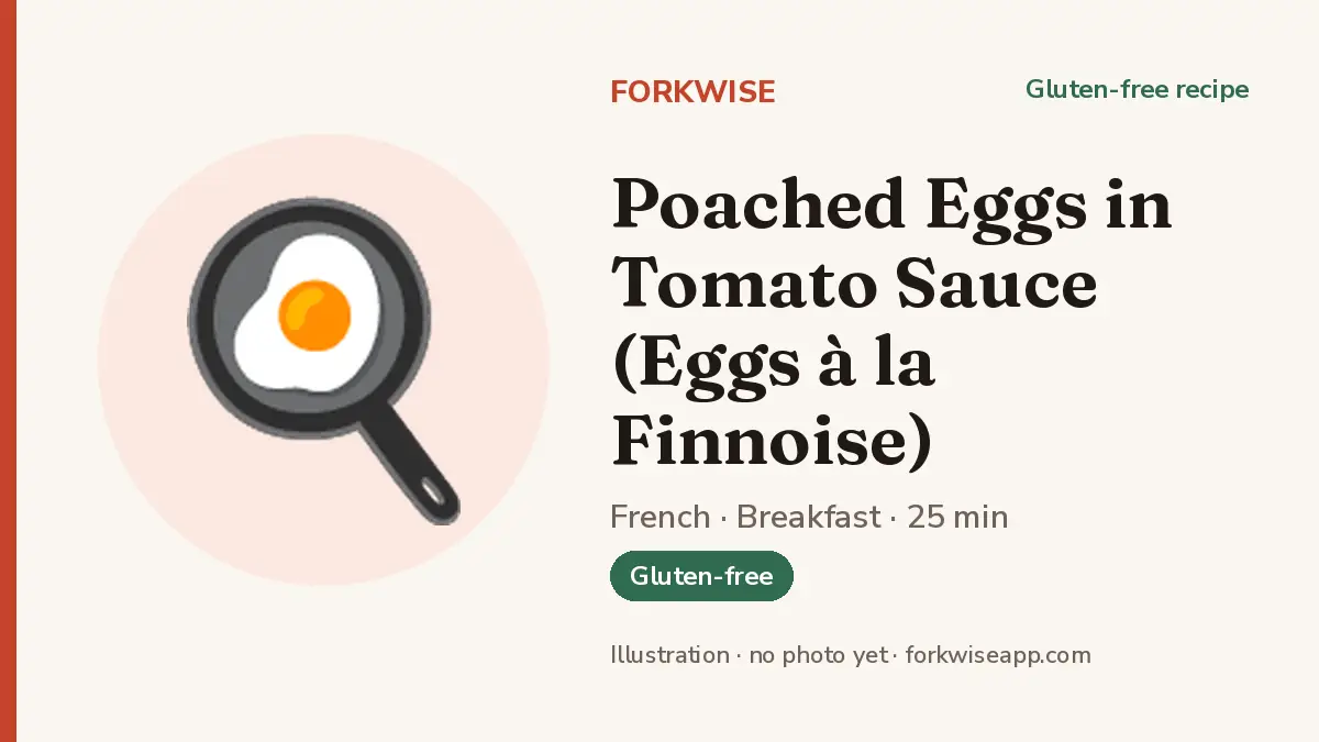 Poached Eggs in Tomato Sauce (Eggs à la Finnoise) – Forkwise recipe card (illustration, no photo yet)