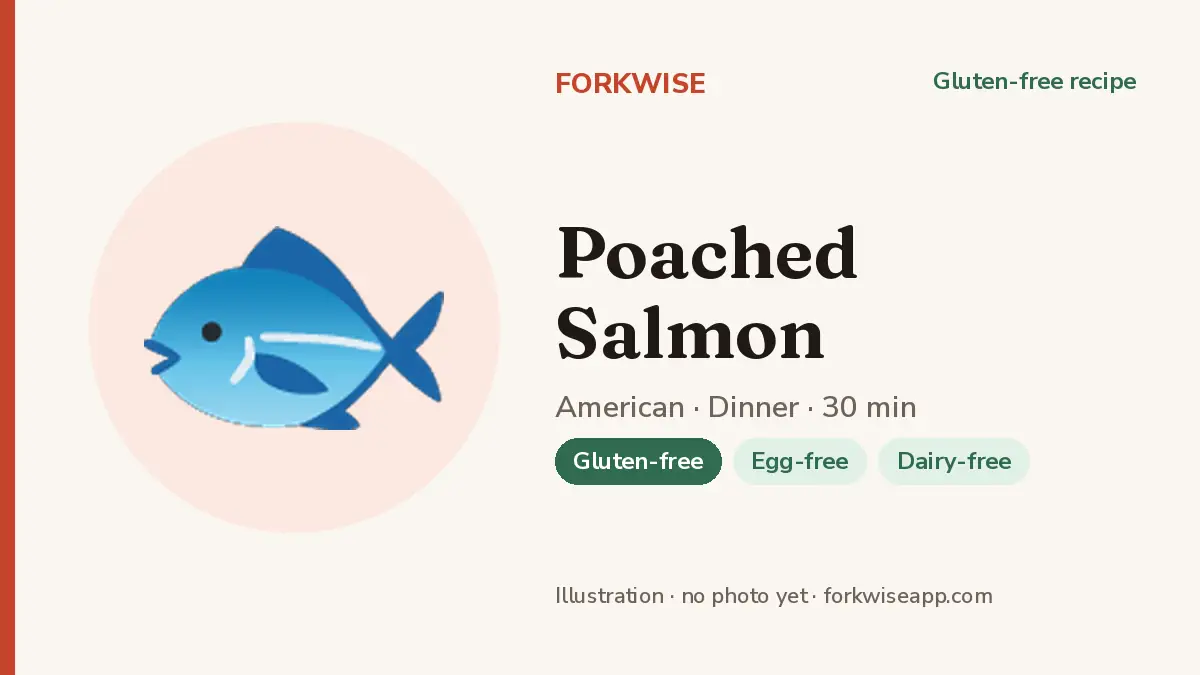 Poached Salmon – Forkwise recipe card (illustration, no photo yet)