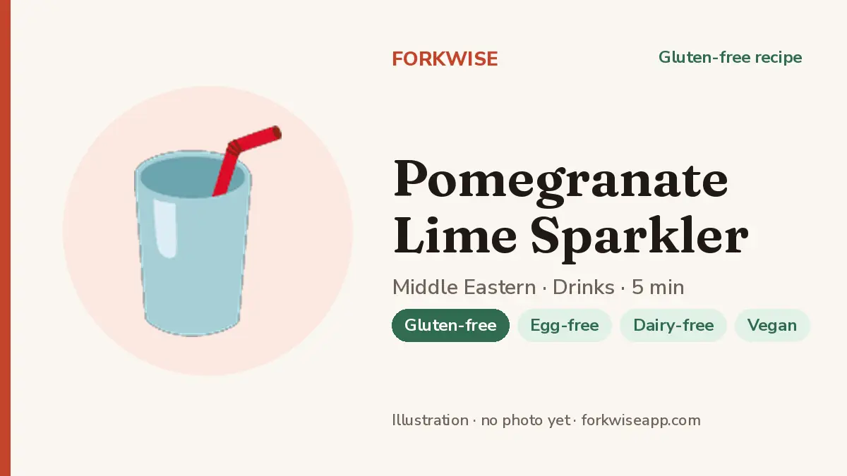 Pomegranate Lime Sparkler – Forkwise recipe card (illustration, no photo yet)