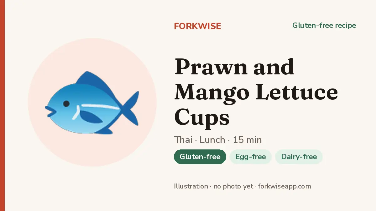 Prawn and Mango Lettuce Cups – Forkwise recipe card (illustration, no photo yet)