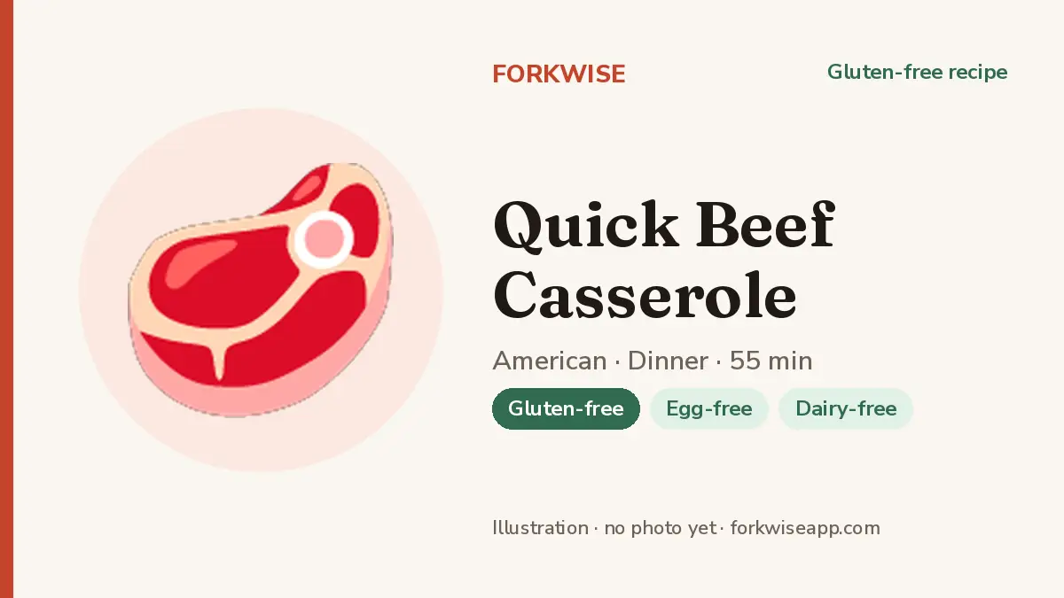 Quick Beef Casserole – Forkwise recipe card (illustration, no photo yet)