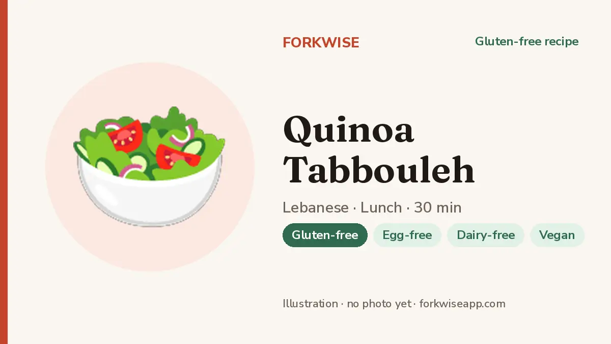 Quinoa Tabbouleh – Forkwise recipe card (illustration, no photo yet)