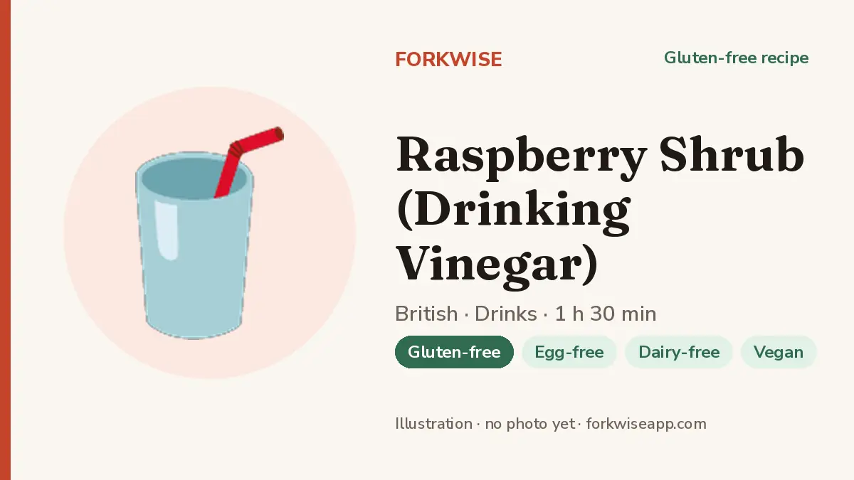 Raspberry Shrub (Drinking Vinegar) – Forkwise recipe card (illustration, no photo yet)