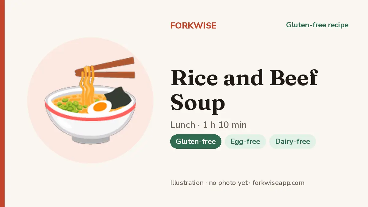 Rice and Beef Soup – Forkwise recipe card (illustration, no photo yet)