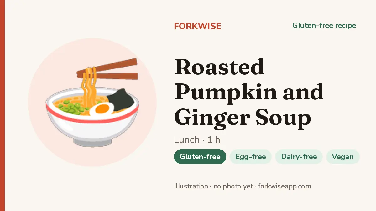 Roasted Pumpkin and Ginger Soup – Forkwise recipe card (illustration, no photo yet)