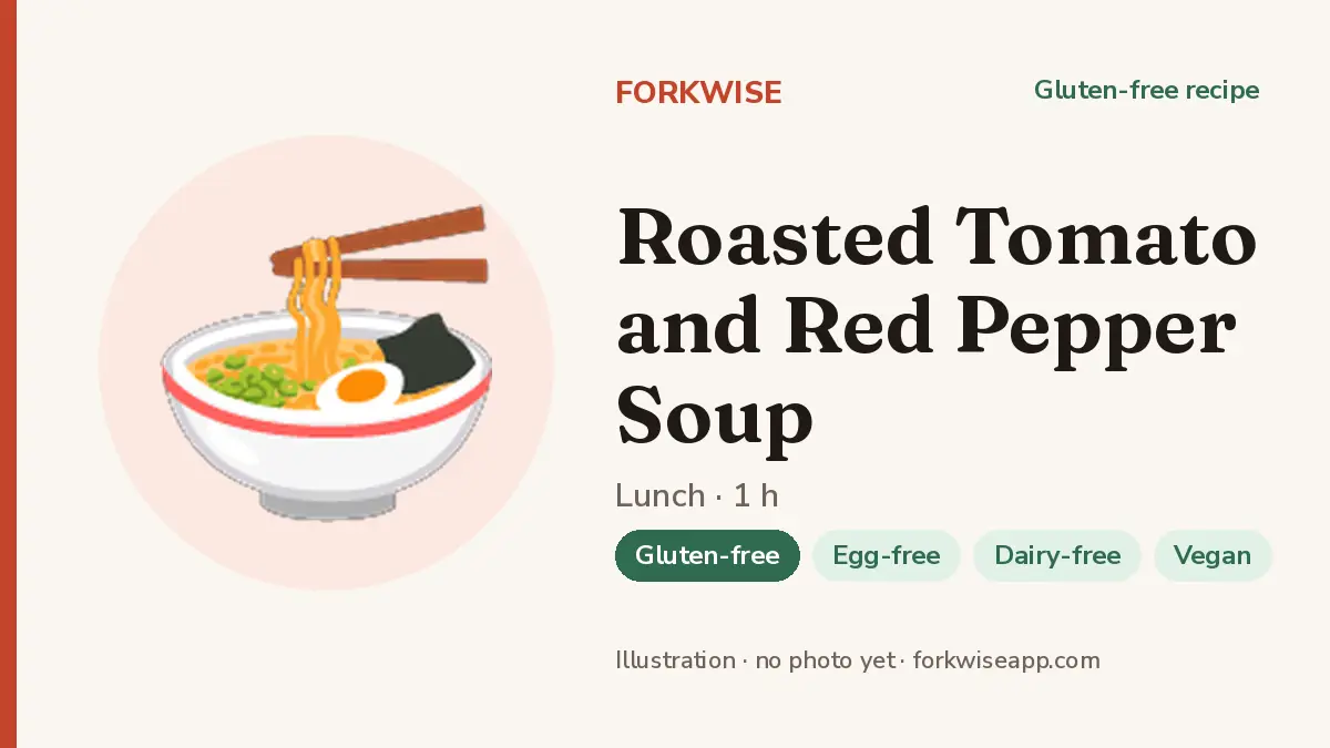 Roasted Tomato and Red Pepper Soup – Forkwise recipe card (illustration, no photo yet)