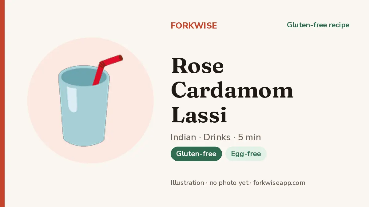 Rose Cardamom Lassi – Forkwise recipe card (illustration, no photo yet)