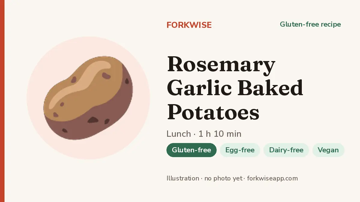 Rosemary Garlic Baked Potatoes – Forkwise recipe card (illustration, no photo yet)