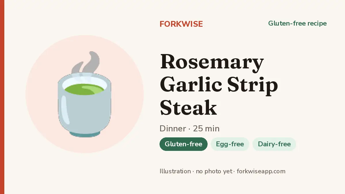 Rosemary Garlic Strip Steak – Forkwise recipe card (illustration, no photo yet)