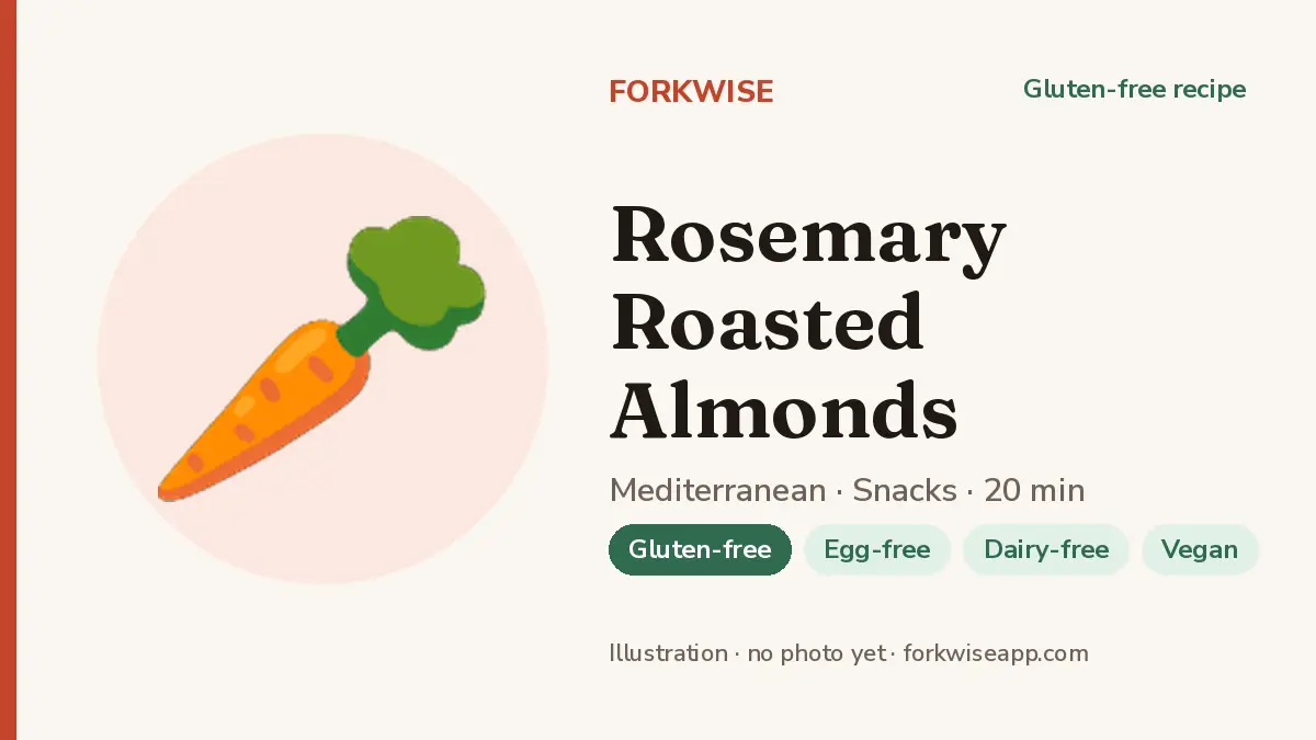 Rosemary Roasted Almonds – Forkwise recipe card (illustration, no photo yet)