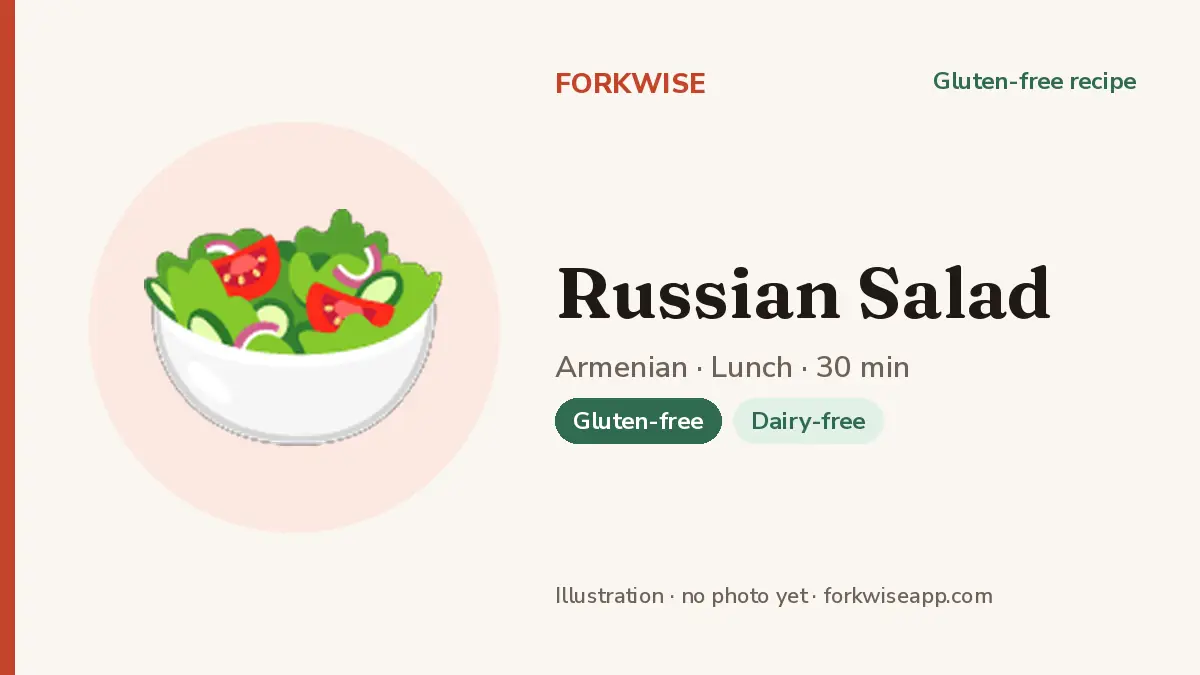 Russian Salad – Forkwise recipe card (illustration, no photo yet)