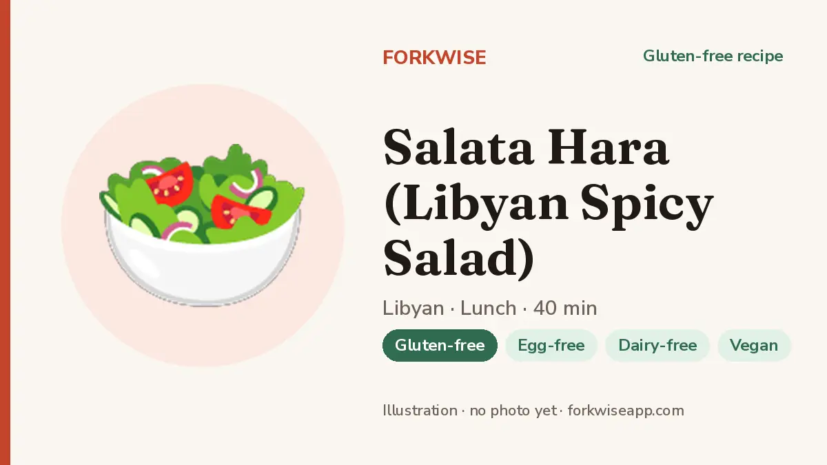 Salata Hara (Libyan Spicy Salad) – Forkwise recipe card (illustration, no photo yet)