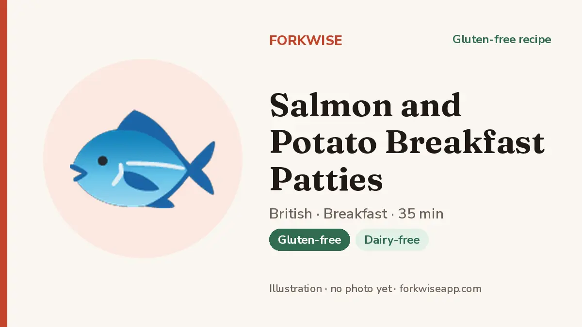 Salmon and Potato Breakfast Patties – Forkwise recipe card (illustration, no photo yet)