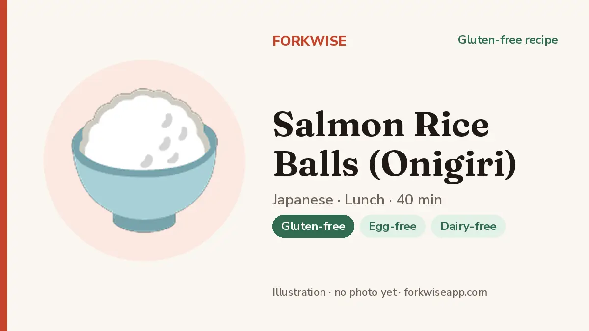 Salmon Rice Balls (Onigiri) – Forkwise recipe card (illustration, no photo yet)