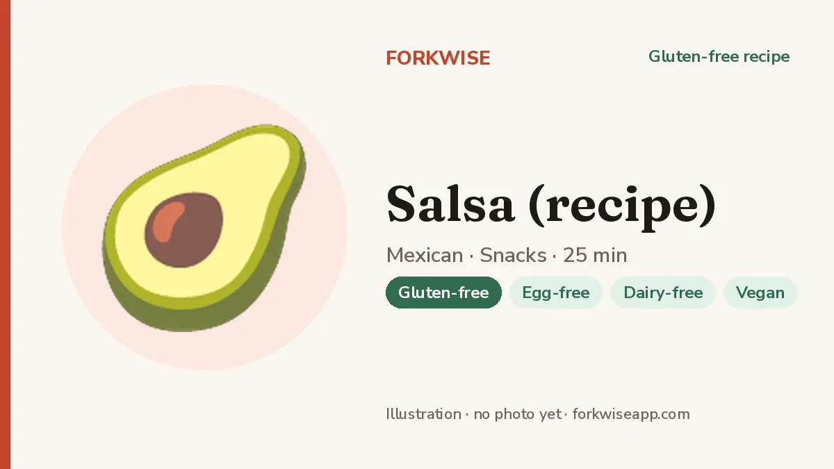 Salsa (recipe) – Forkwise recipe card (illustration, no photo yet)