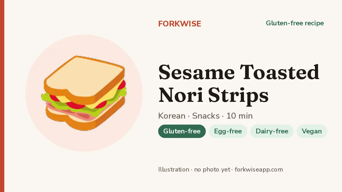 Sesame Toasted Nori Strips – Forkwise recipe card (illustration, no photo yet)