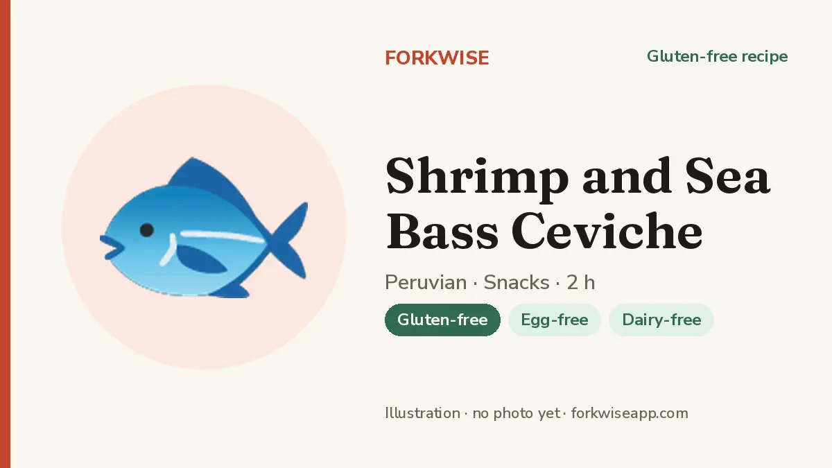 Shrimp and Sea Bass Ceviche – Forkwise recipe card (illustration, no photo yet)