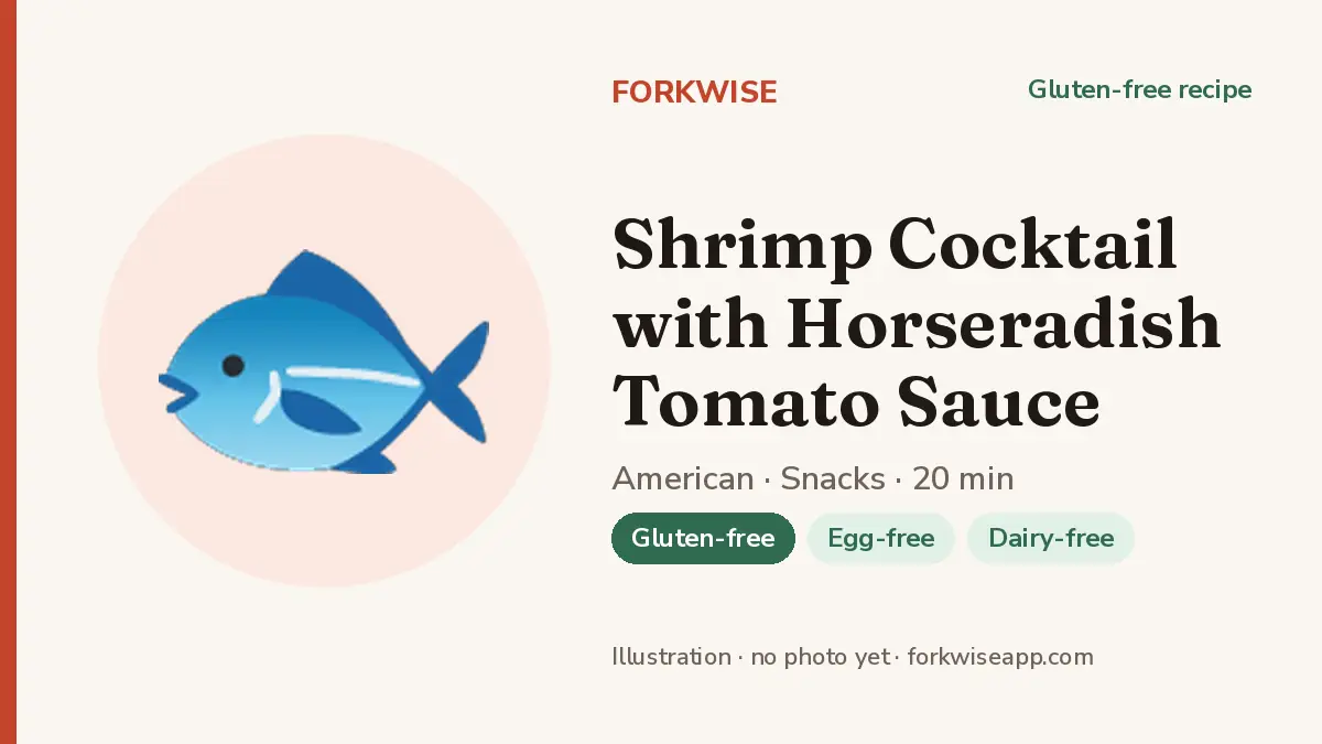 Shrimp Cocktail with Horseradish Tomato Sauce – Forkwise recipe card (illustration, no photo yet)